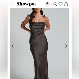 Cowl Neck Satin Midi Dress